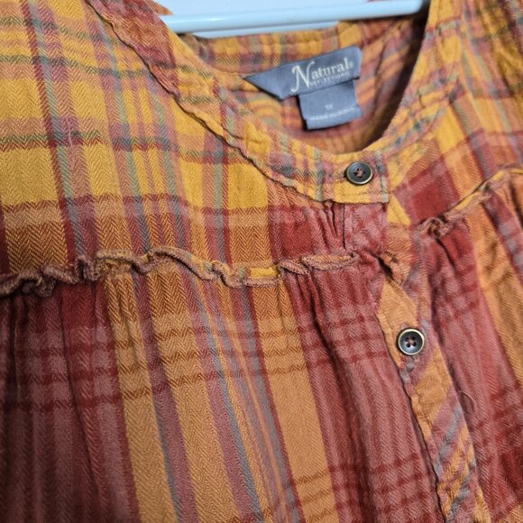 Natural Reflections Orange Plaid Sleeveless Top 1X - Picture 3 of 7